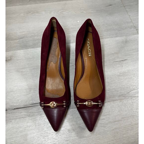 Coach Burgundy Suede Kitten Heel - Picture 3 of 4